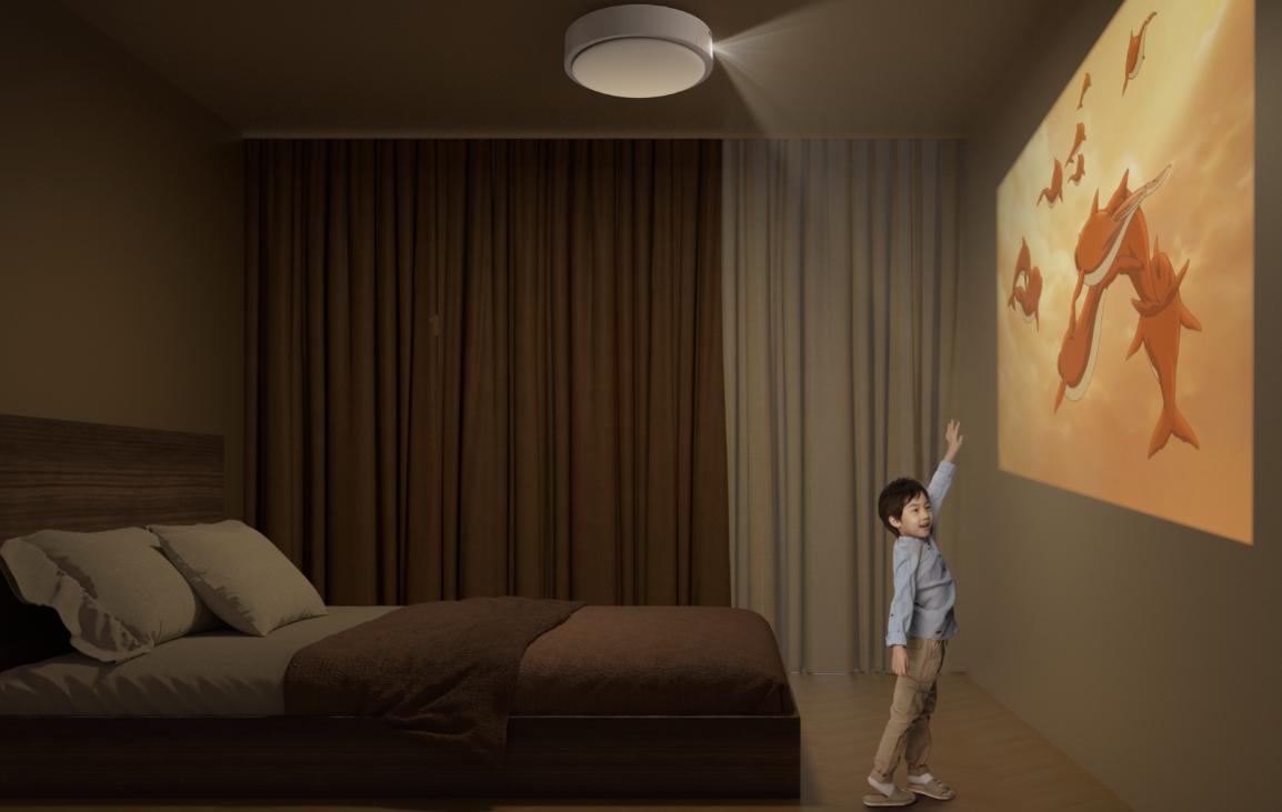 极米投影神灯客厅效果,极米投影灯一体