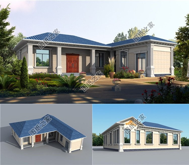 农村一层别墅不含厨房设计,七字型一层别墅厨房独立