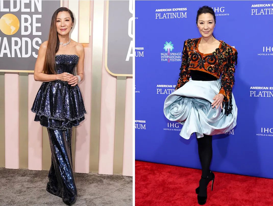 杨紫琼高定礼服闪耀戛纳红毯,杨紫琼携手老公亮相奥斯卡红毯