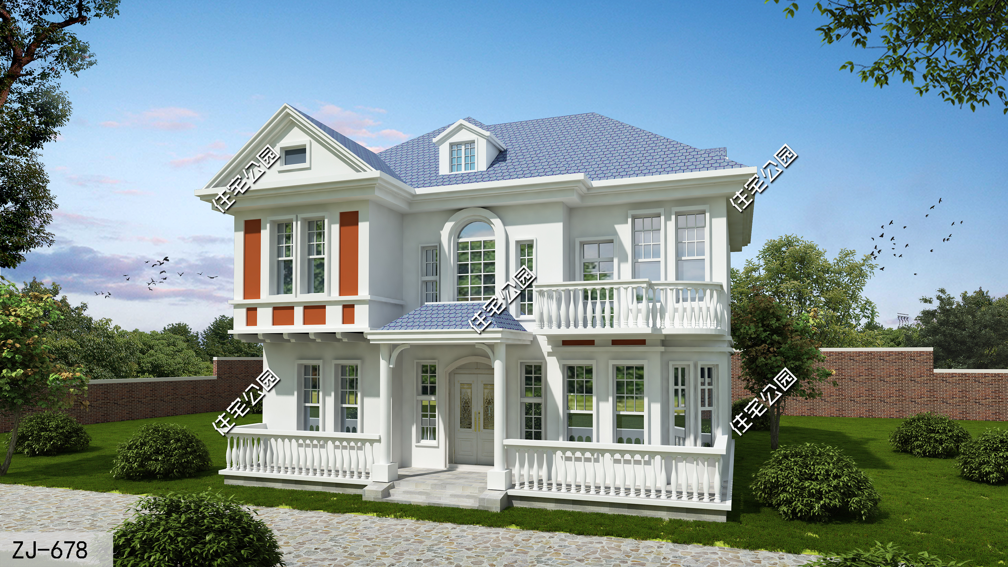 农村简单大气的二层别墅户型,11.5米x11米二层半现代别墅平面图