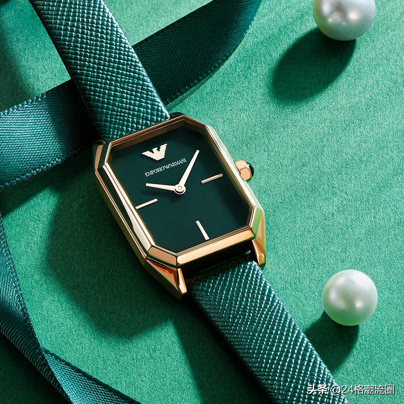 阿玛尼方形墨绿手表,阿玛尼复古轻奢小绿表