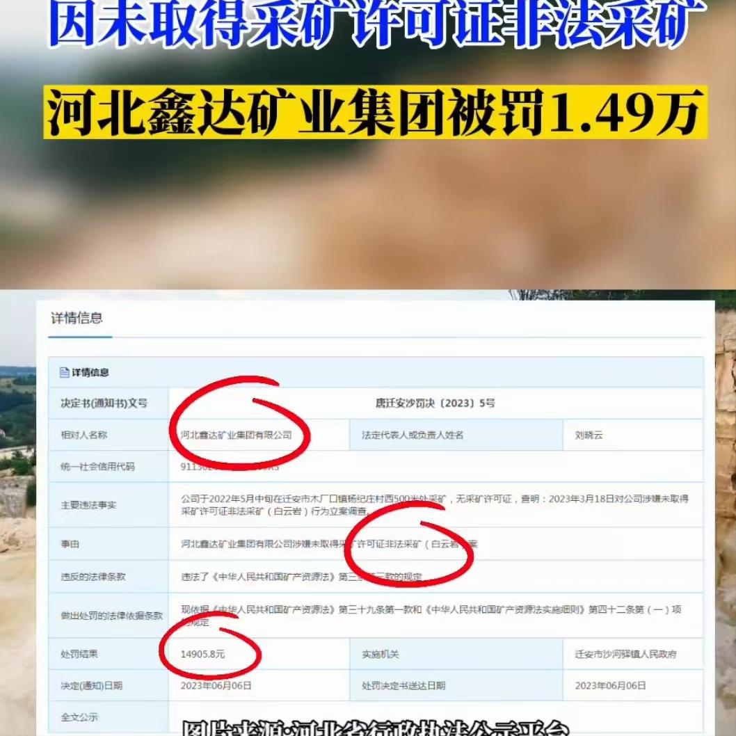 河北鑫达矿业非法采矿焦点访谈,河北鑫达矿业被罚
