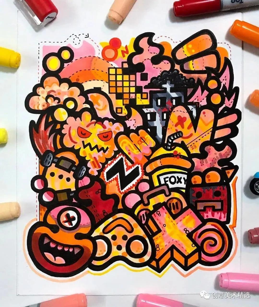 40张美术老师心心念念想画的线描作品，几何与线条的碰撞！