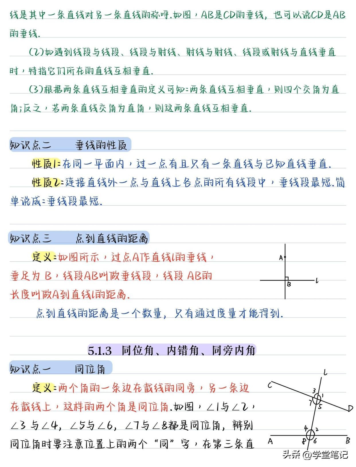 七年级下册数学必背知识重点归纳,七年级数学知识重点笔记