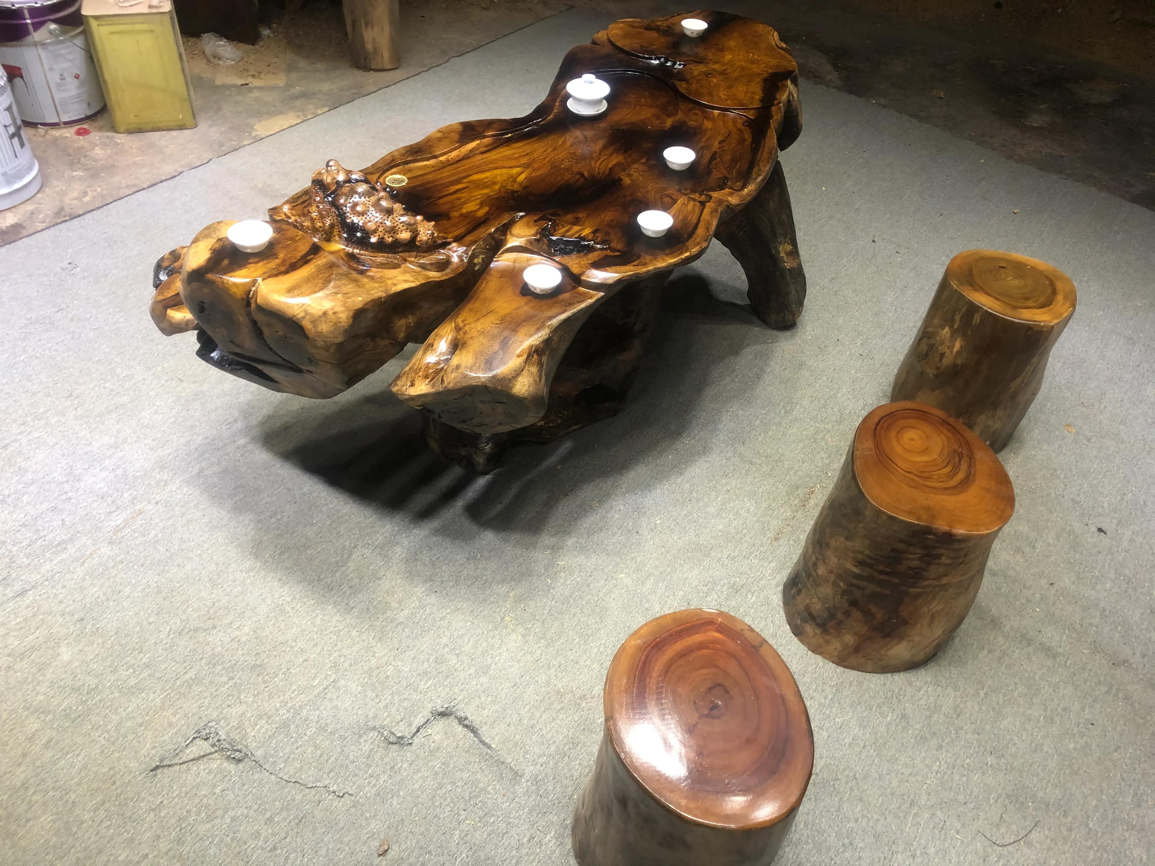 茶几木雕金蟾制作过程,茶几雕刻金蟾