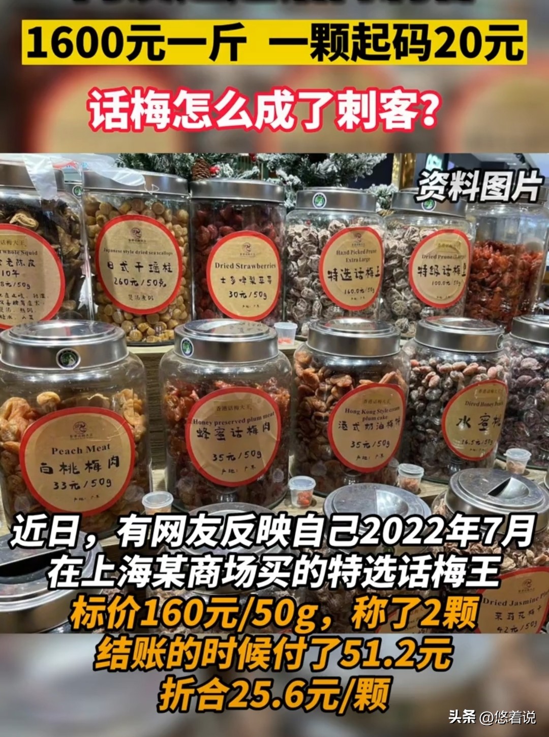 网友遭遇话梅刺客,话梅刺客1600元一斤