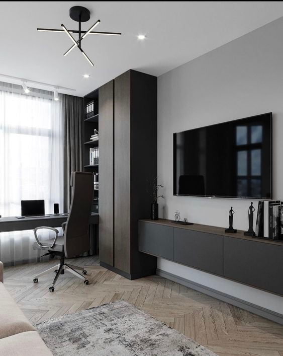 如何在小户型客厅设计书桌,小户型电视柜当书桌