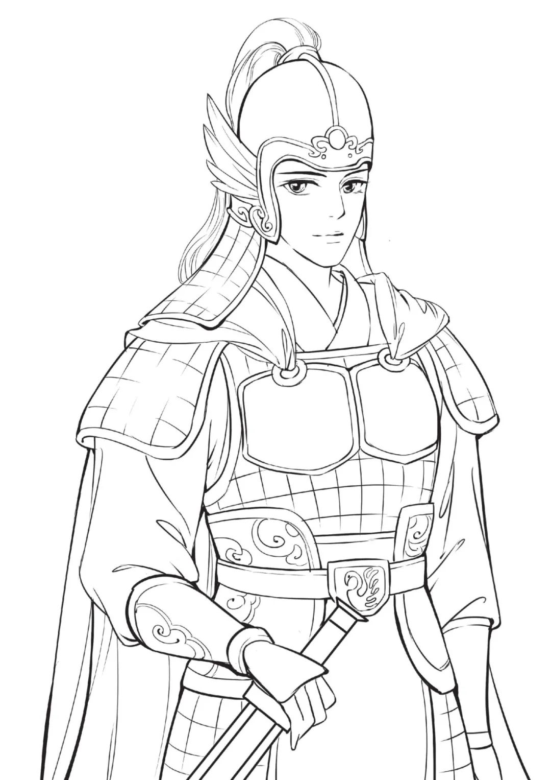 手绘山海经古风人物线稿,手绘动漫古风女生线稿简单