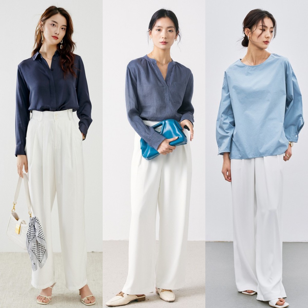 显瘦百搭阔腿裤这样穿好看又时髦,微胖穿衬衫搭阔腿裤