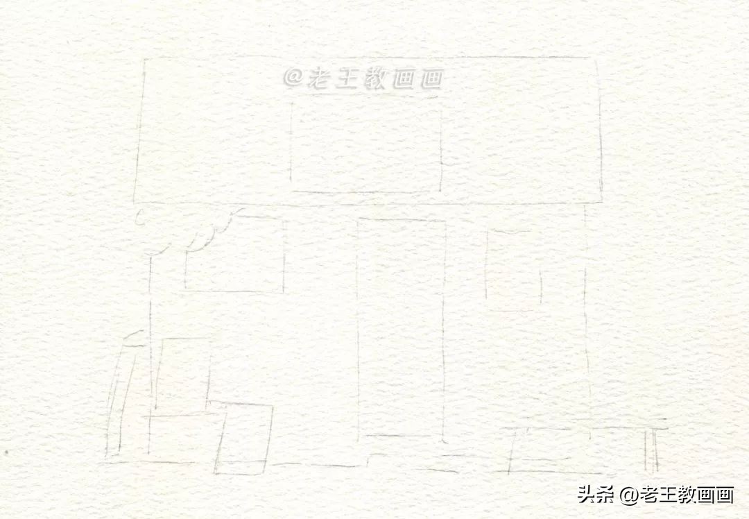 日式小屋水彩简单图片,烟雨系小清新森林水彩画