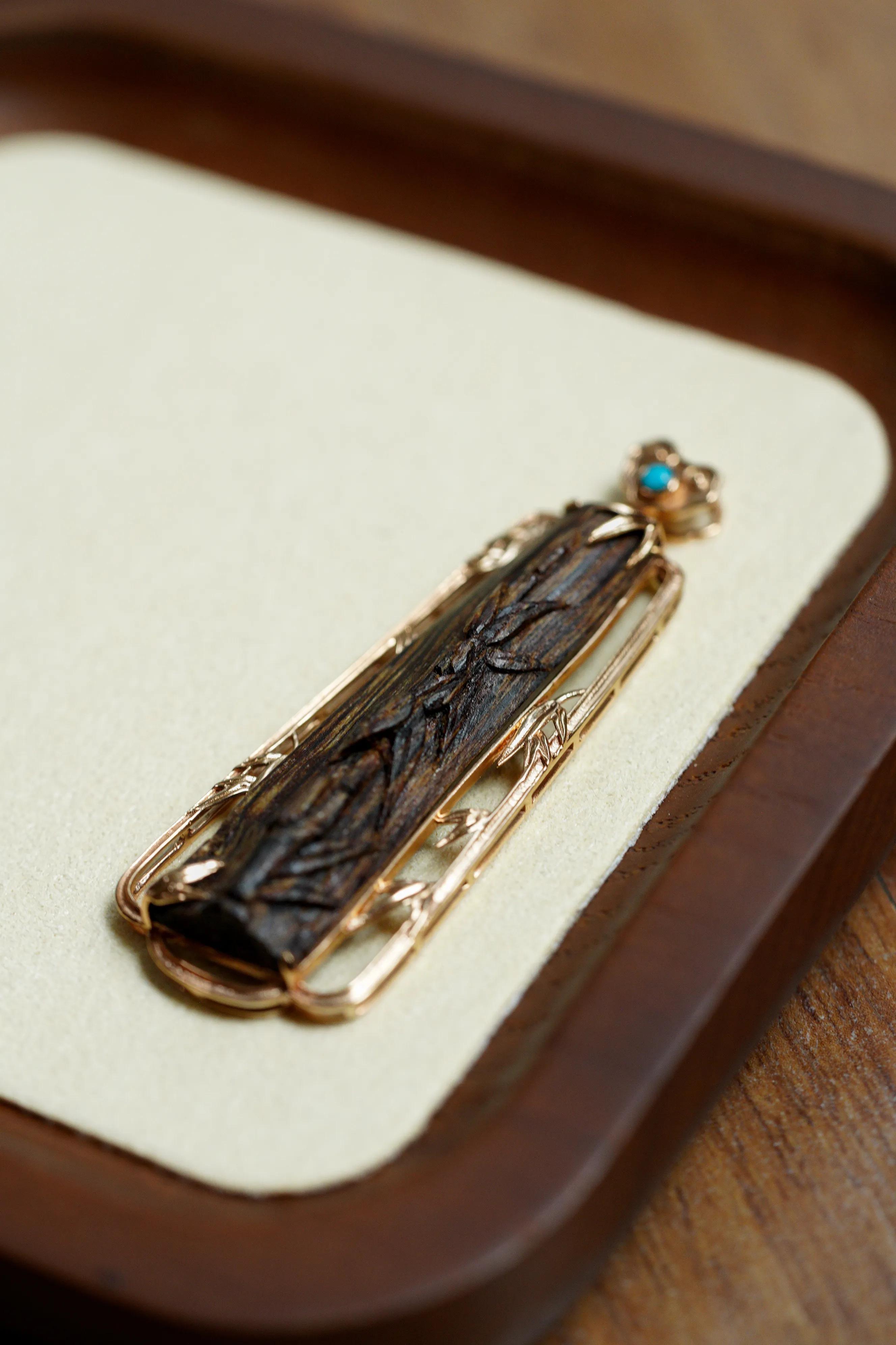 越南芽庄奇楠心经沉水沉香吊坠,竹报平安节节高木吊坠