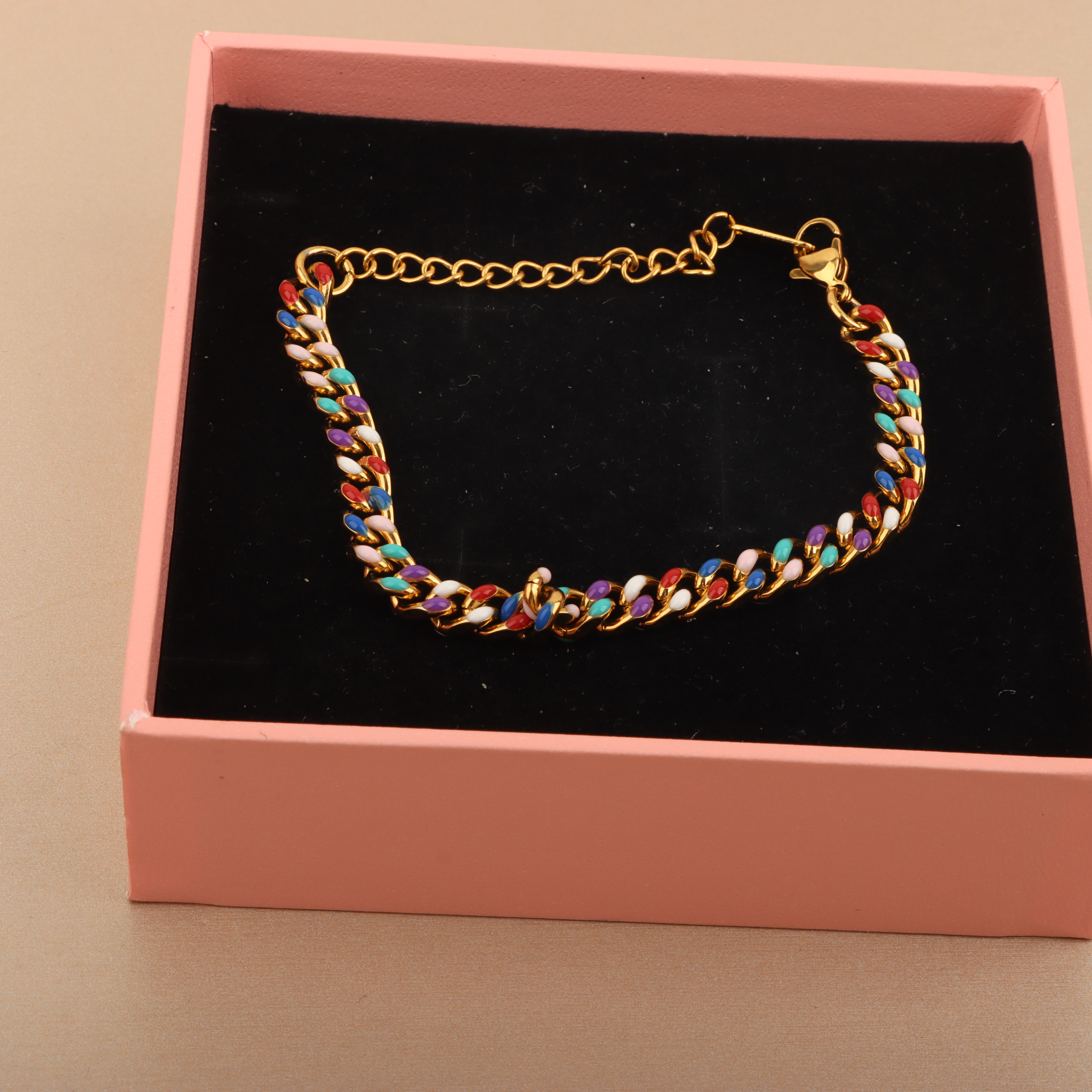 七彩手链木质,七彩锆石手链