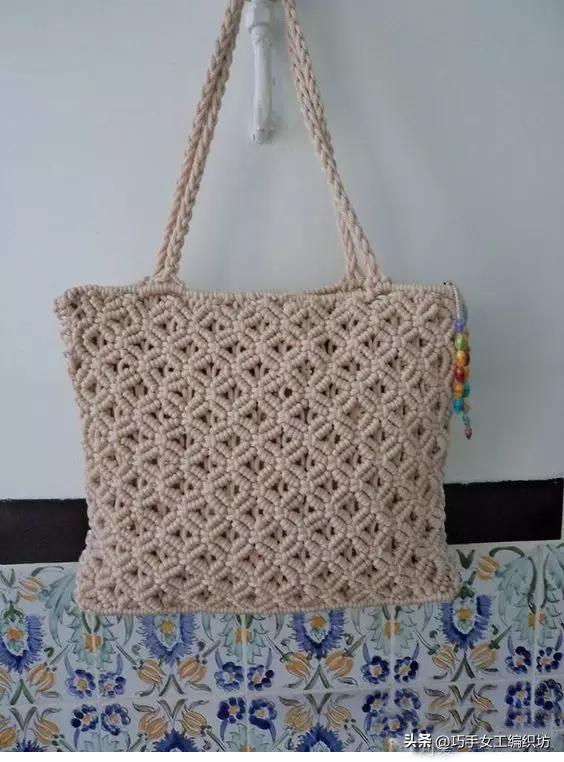 简单绳子编包包不用钩针,棉线绳编包包教程全过程
