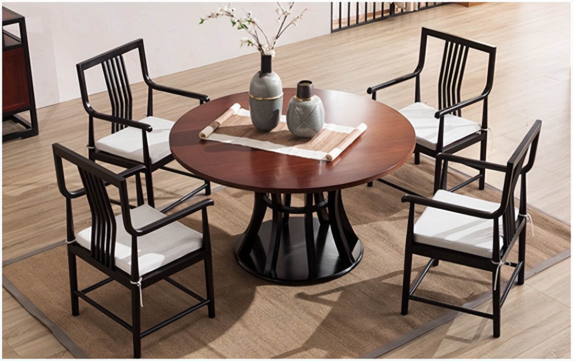 实木餐桌椅原木风,新中式实木餐桌椅