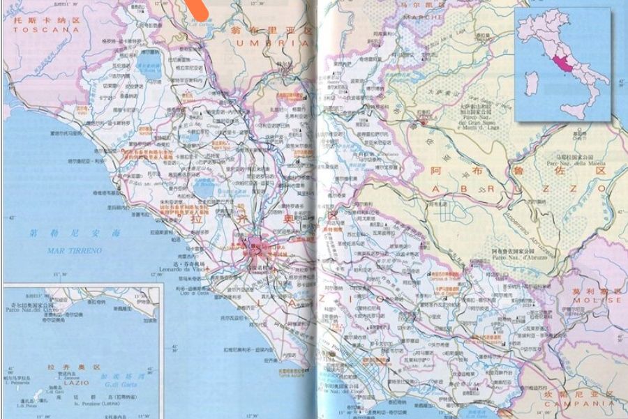意大利拉齐奥大区,意大利挪威旅游地图