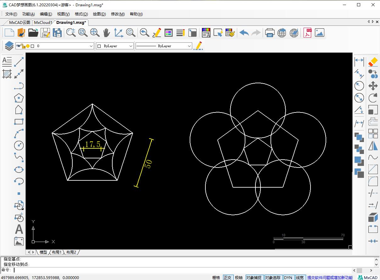 cad绘制圆弧与直线的练习,cad使用辅助线和圆弧命令画图