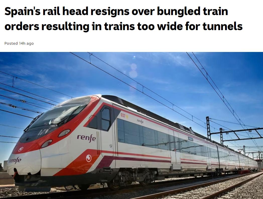 西班牙花2亿多造火车,西班牙两年时间花19亿造火车