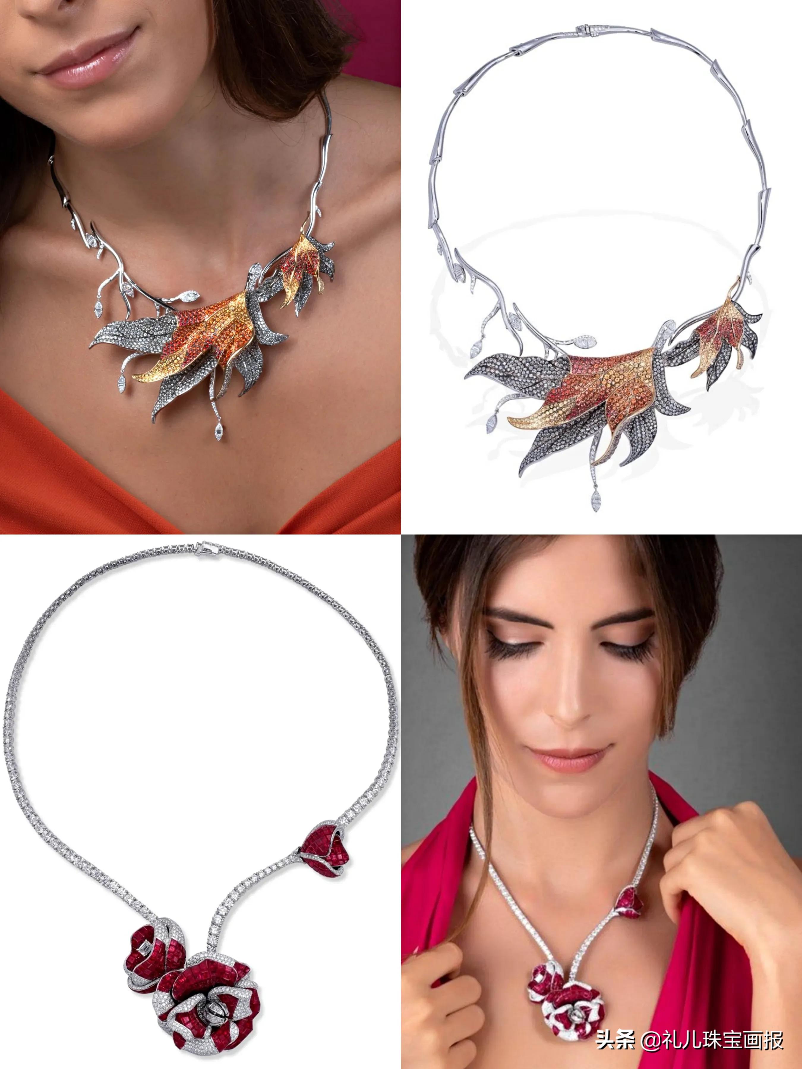 用珠宝做成的梅兰竹菊太美啦！它是如何用隐密镶嵌做出布料的质感