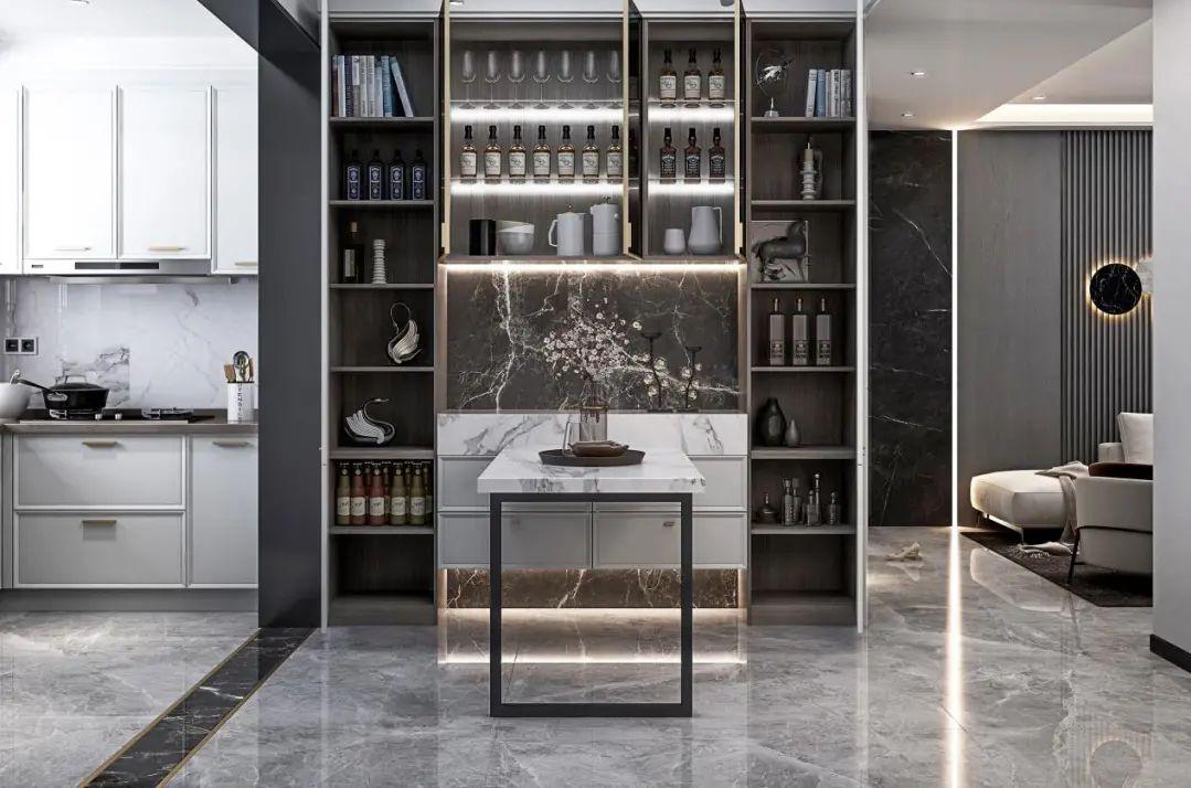 餐边柜加冰箱一体设计尺寸布局图,餐边柜进深尺寸30还是40合适