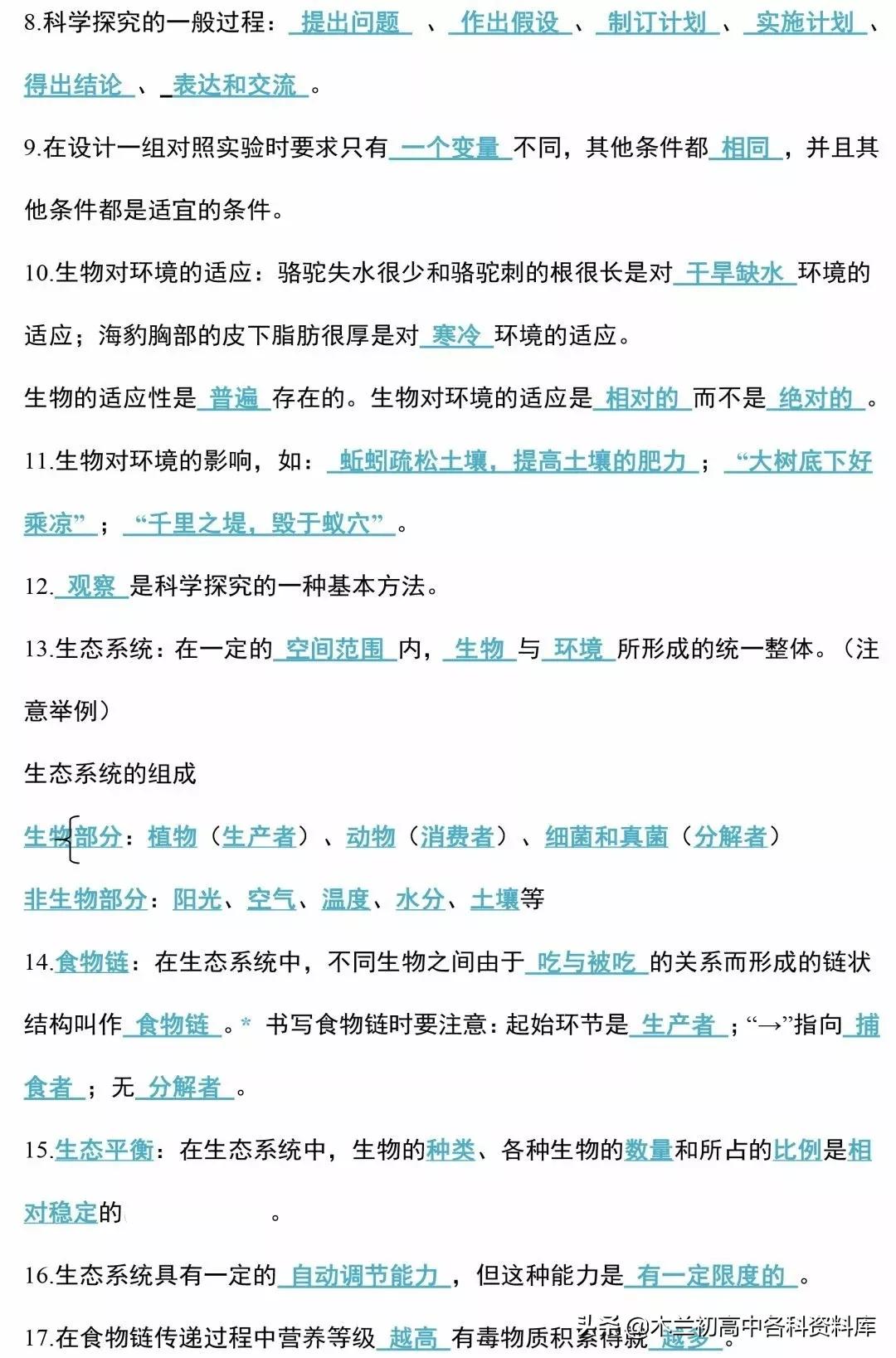 生物会考总复习知识要点,生物会考必背知识考点完整版