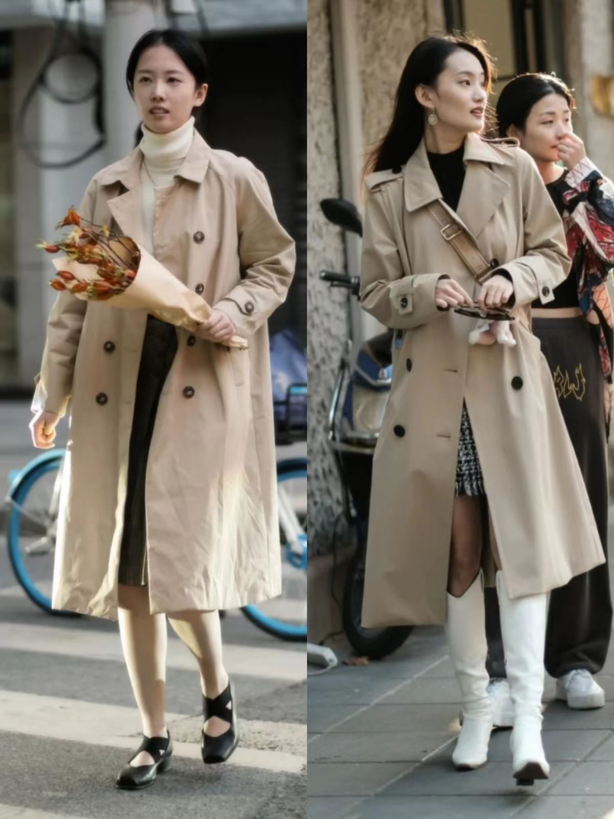 被上海春日街拍美到了，飘逸长发+气质打扮，个个都是时尚女神