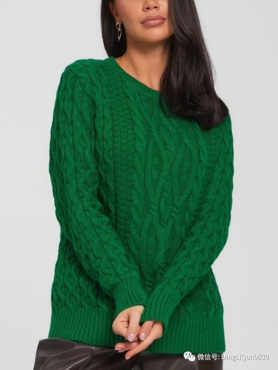 回形针织毛衣图解,绿色和白色最新双色毛衣花样图解