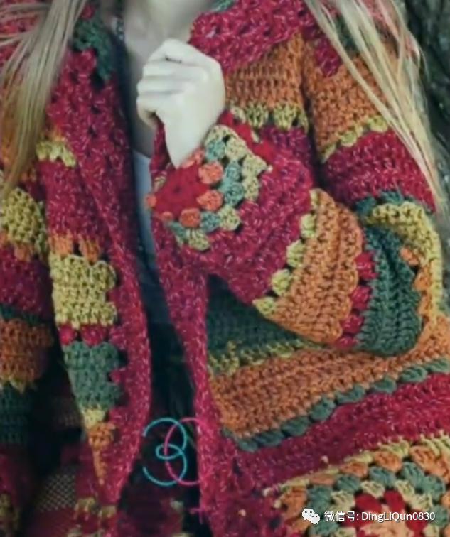 针织开衫作品,带帽针织衫开衫外套彩线