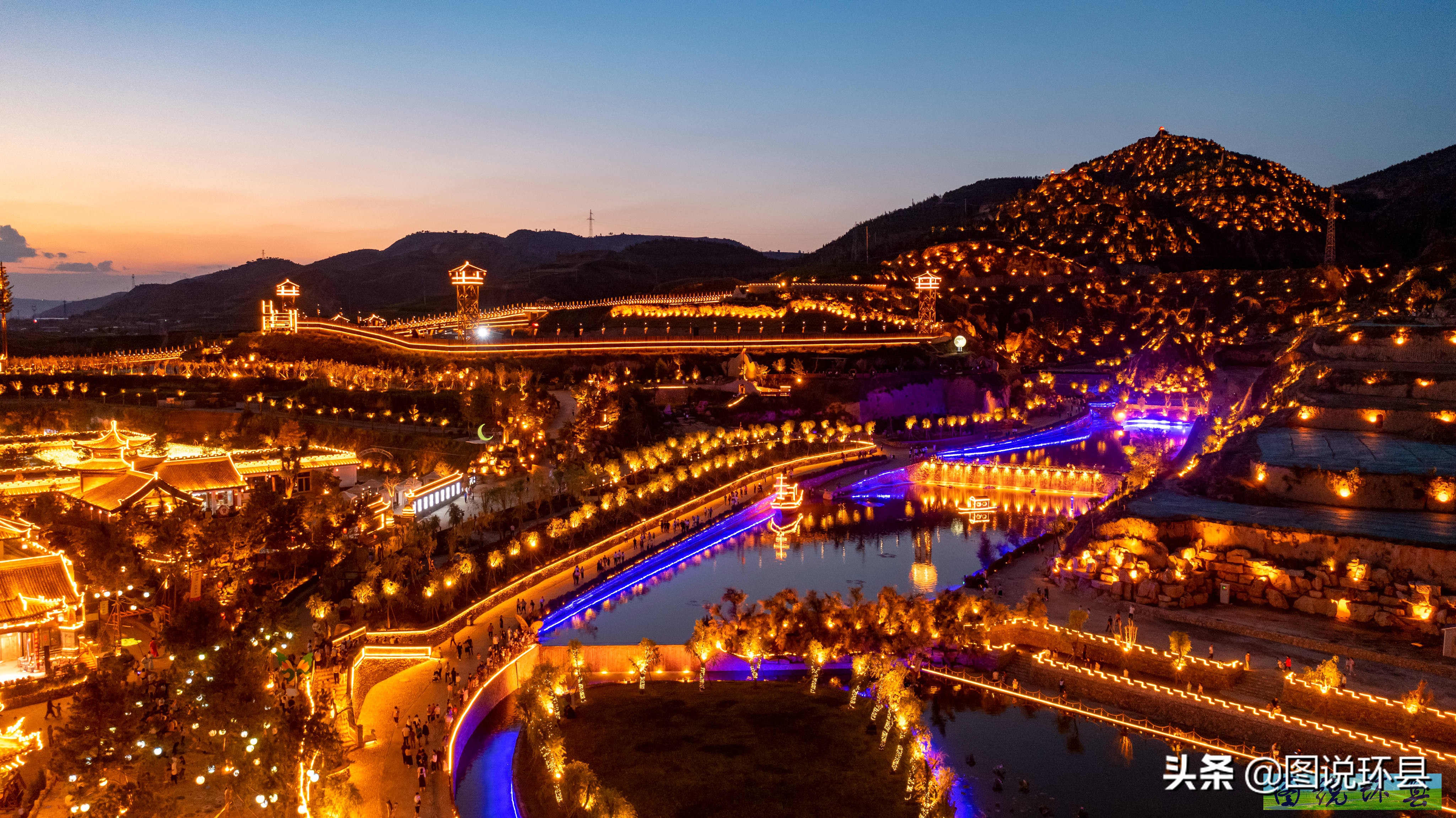甘肃环县县城全貌航拍,甘肃环县夜景