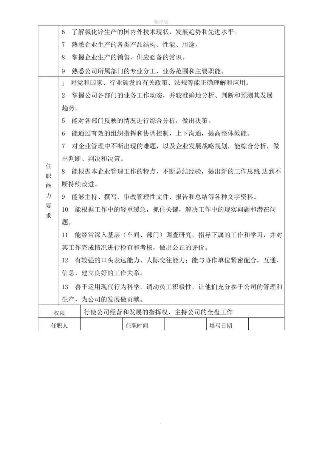企业各部门岗位职责对照表,企业各岗位的基本流程