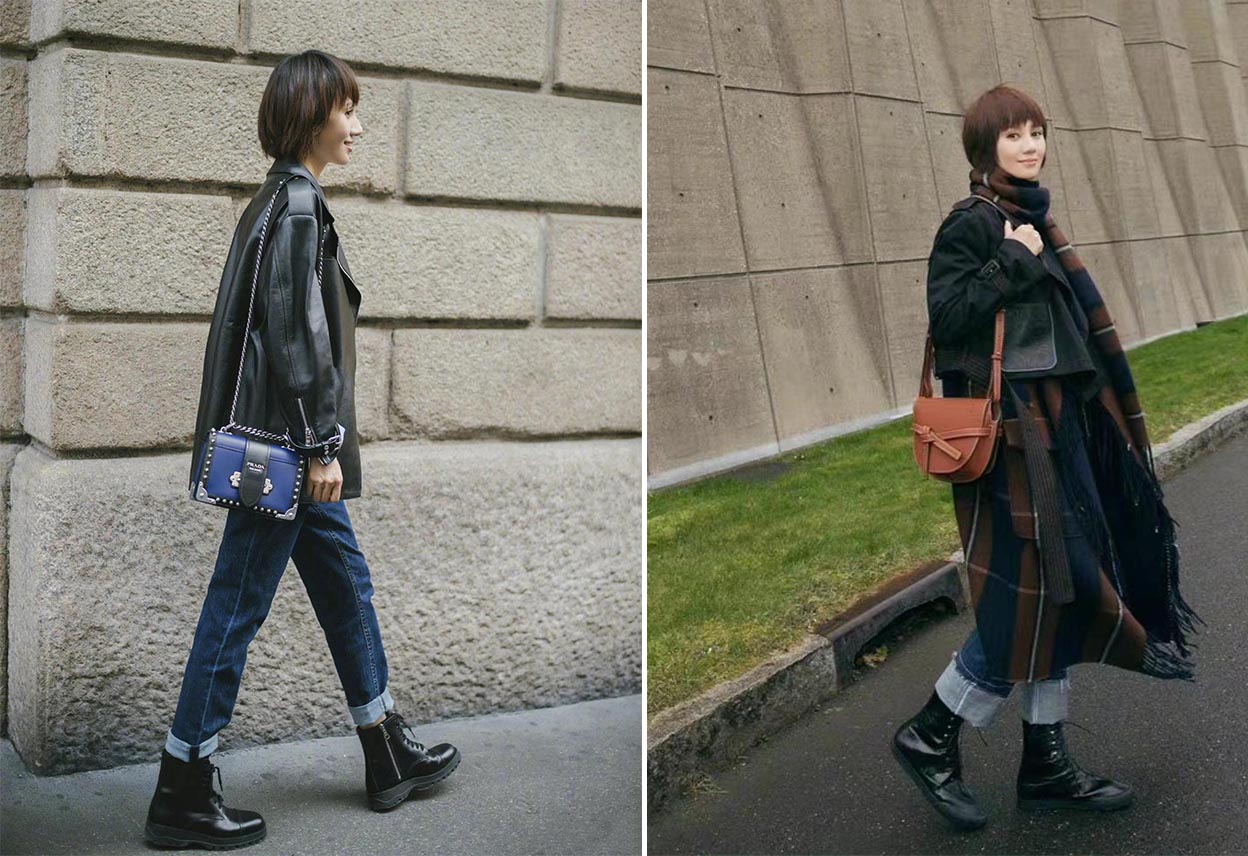 今年又火了种穿法：“萝卜裤+马丁靴”，超显腿长，小个子穿飒美