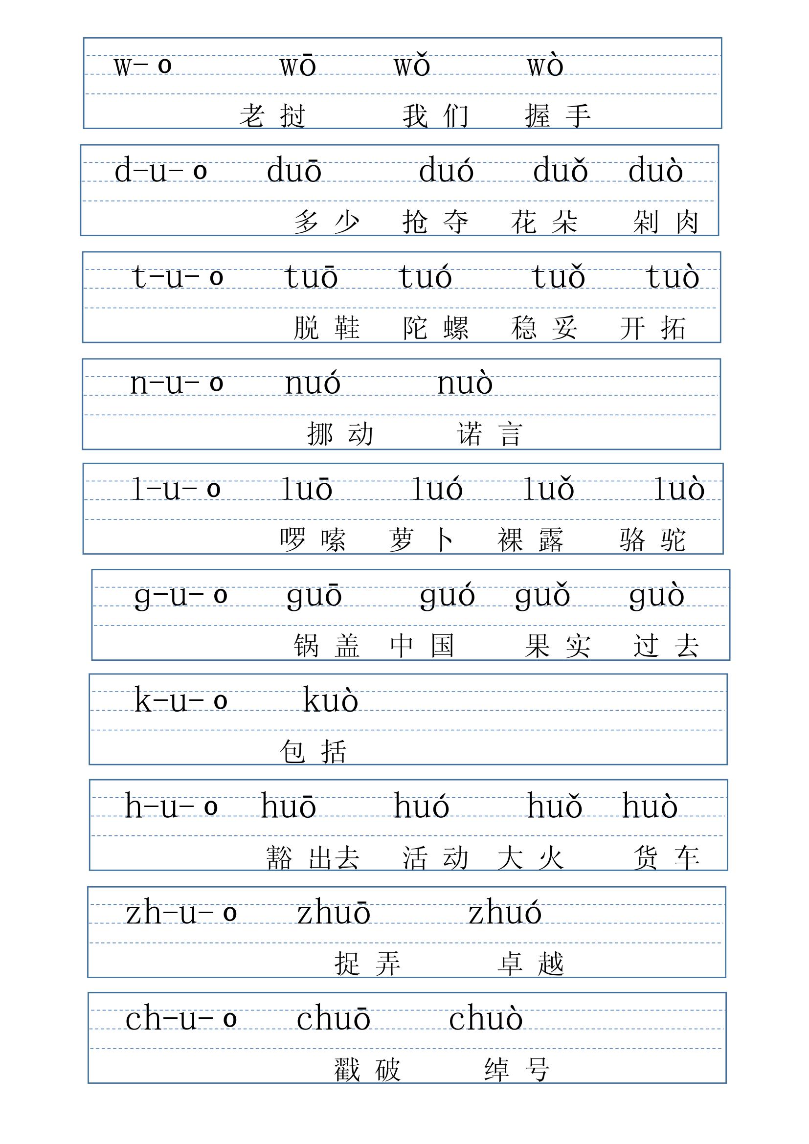 拼音表完整版可打印默写,拼音26个字母读法表打印