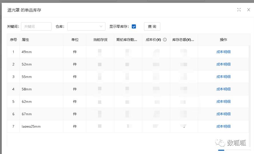 数呱呱进销存ERP对商品多规格的支持