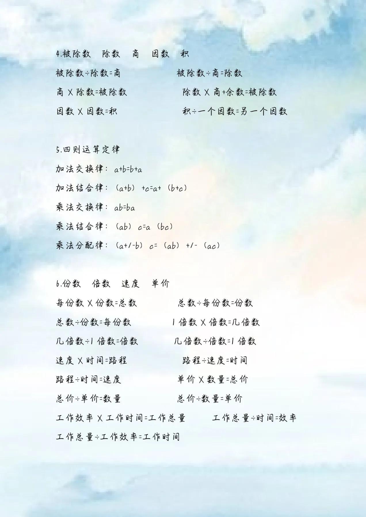 1-6年级英语必背公式,小学生1-6年级公式大全