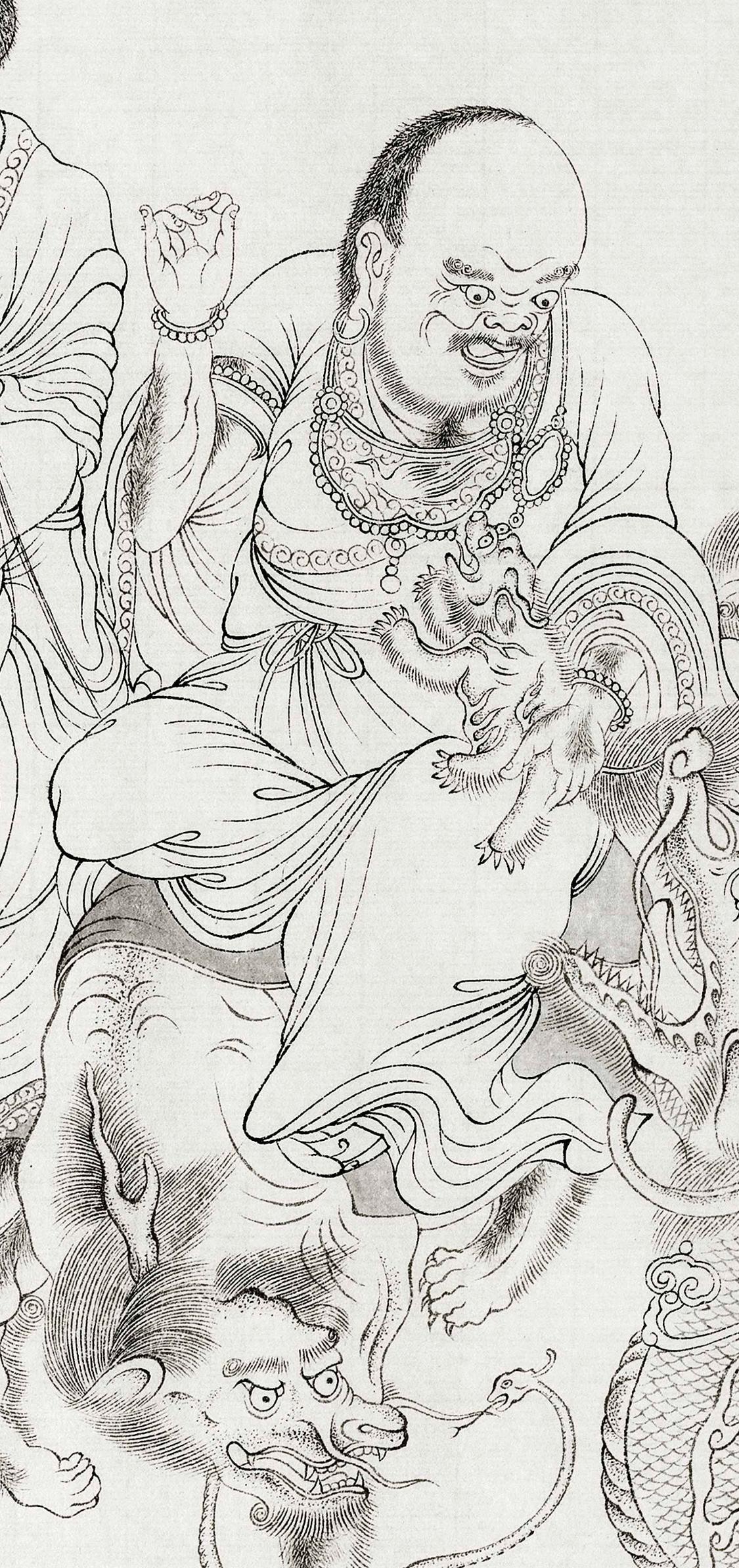 白描八十七神仙卷图文,五百罗汉白描长卷