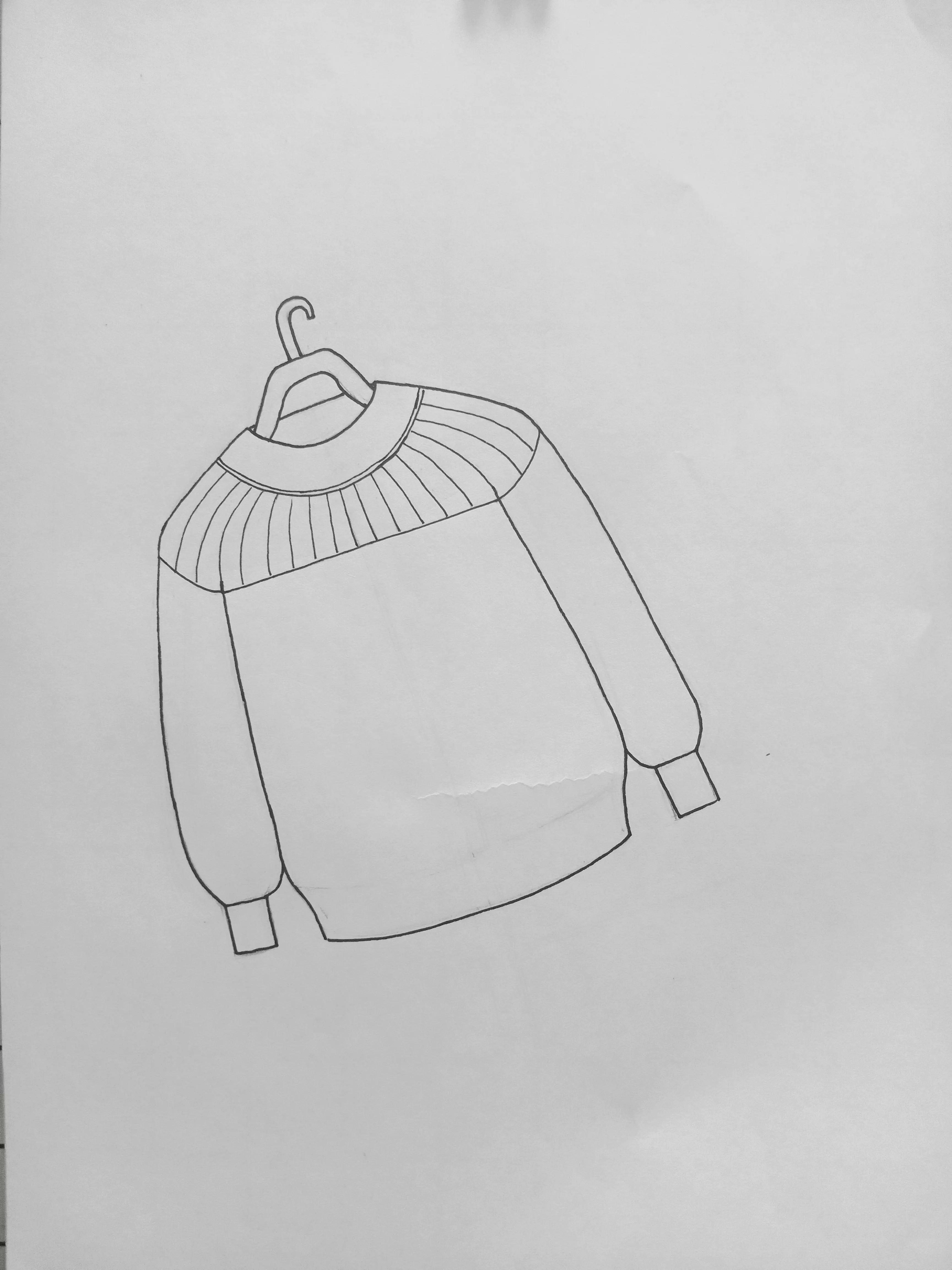 画毛衣线描画,女生红色毛衣线稿绘画教程