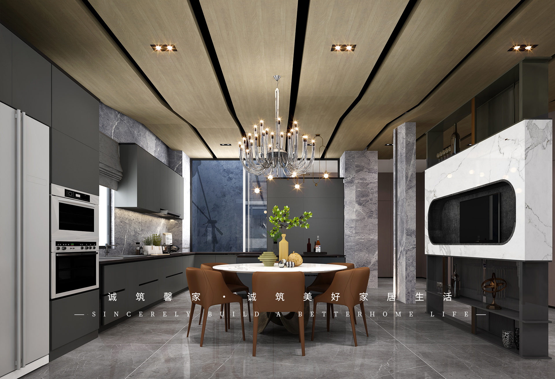 一楼送负一楼装修案例黑白灰,负一楼墙壁用什么装饰材料