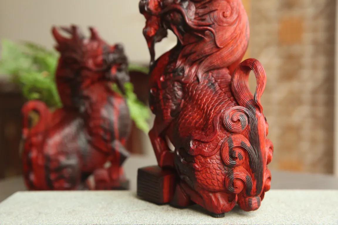 印度小叶紫檀麒麟手把件,印度小叶紫檀麒麟