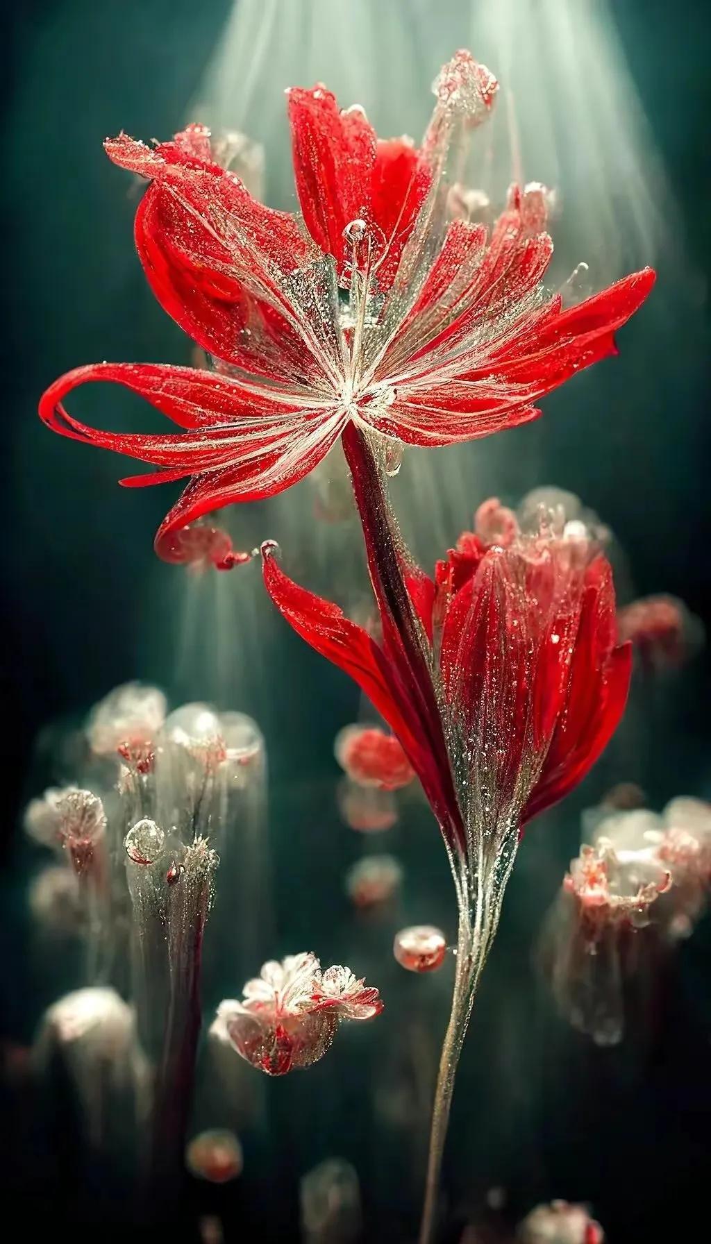 梦幻蓝色水晶花,梦幻玻璃水晶花