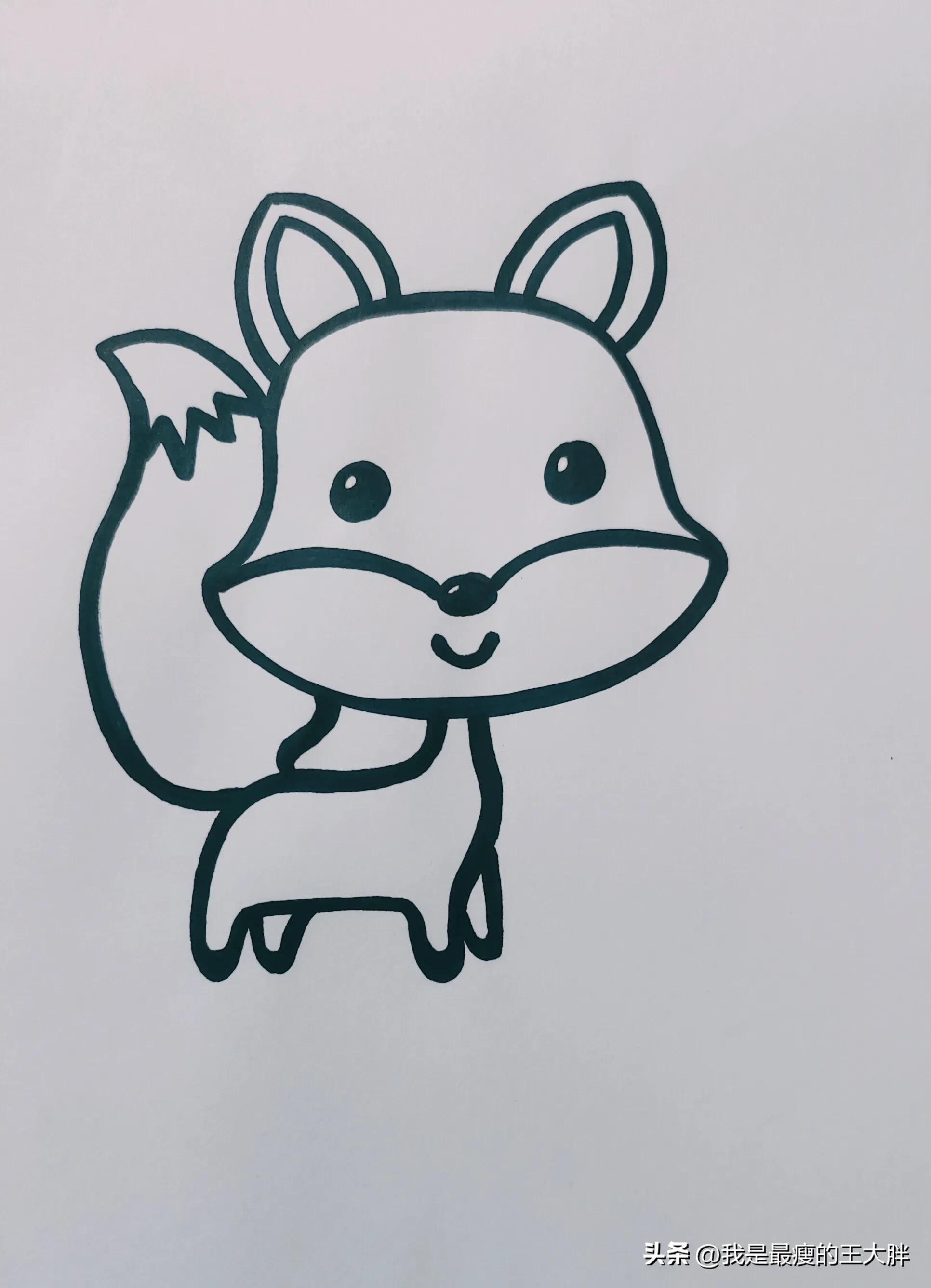 小猫小狗小狐狸小猪简笔画,小兔子和小狐狸图片简笔画