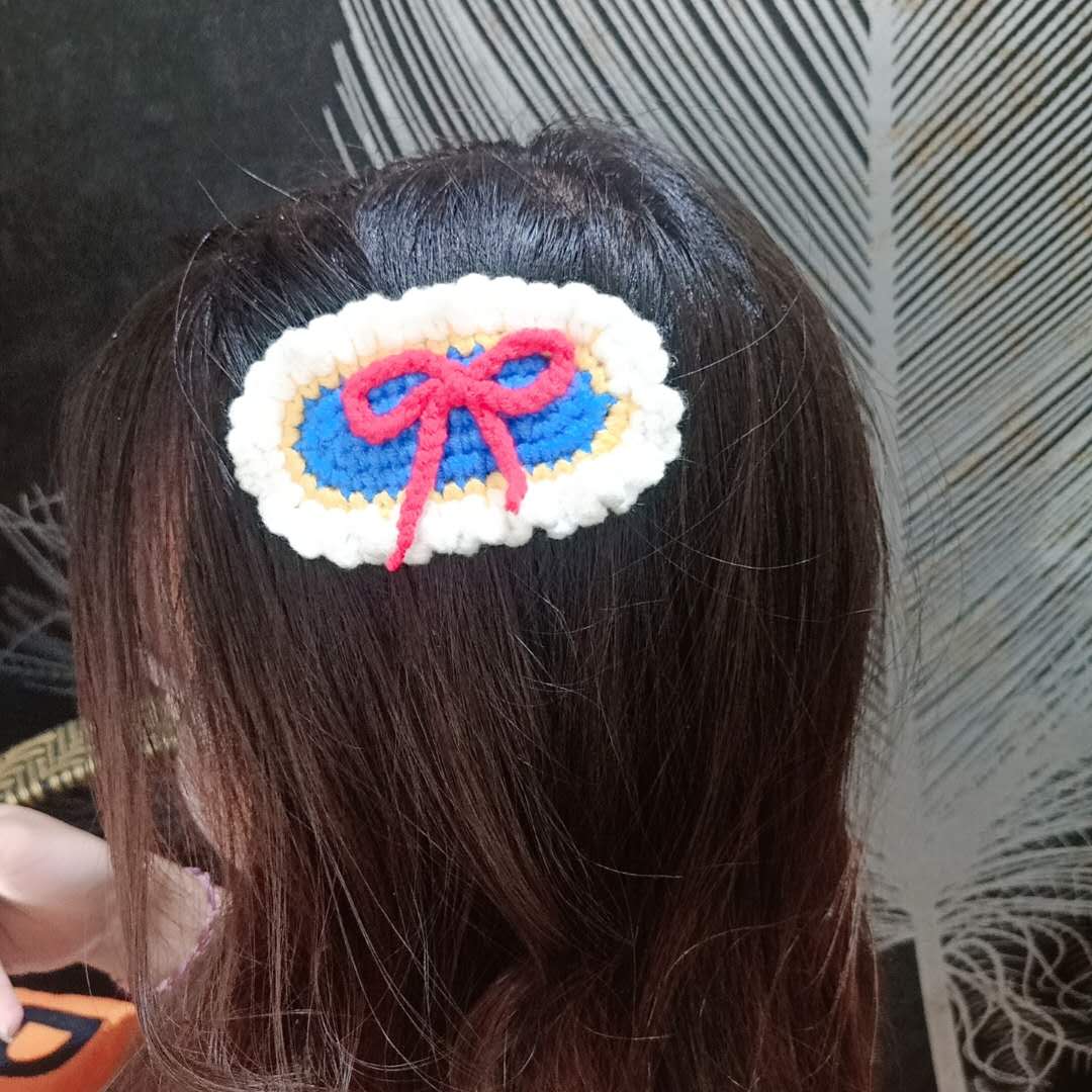 手工钩织白雪公主蝴蝶结发夹教程,手工发夹钩针教程白雪公主