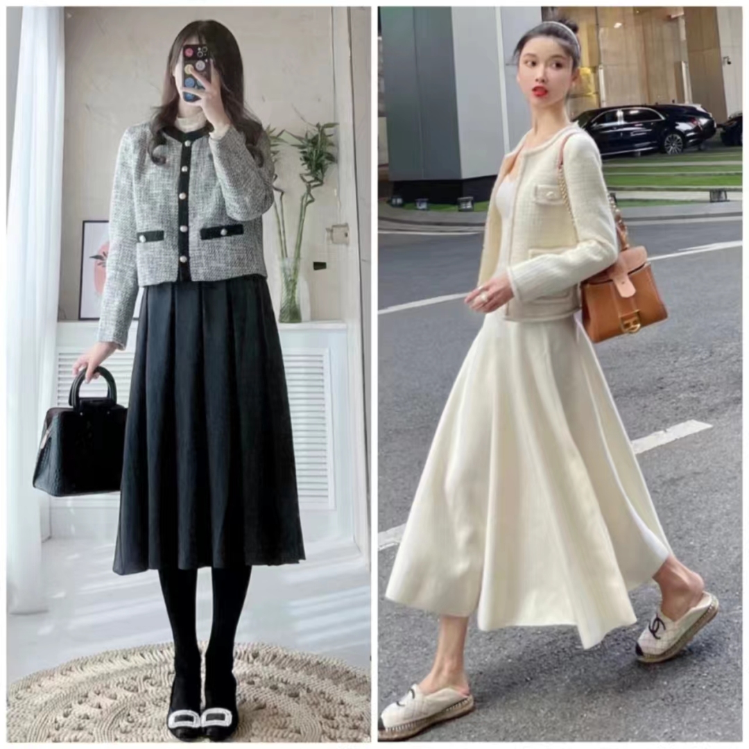 小香风半身裙怎么穿出高级感,小香风半身裙中长款搭配