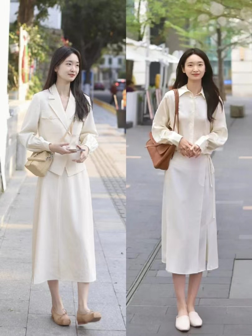 杏裙怎么搭配好看,杏色针织衫连衣裙怎么搭配