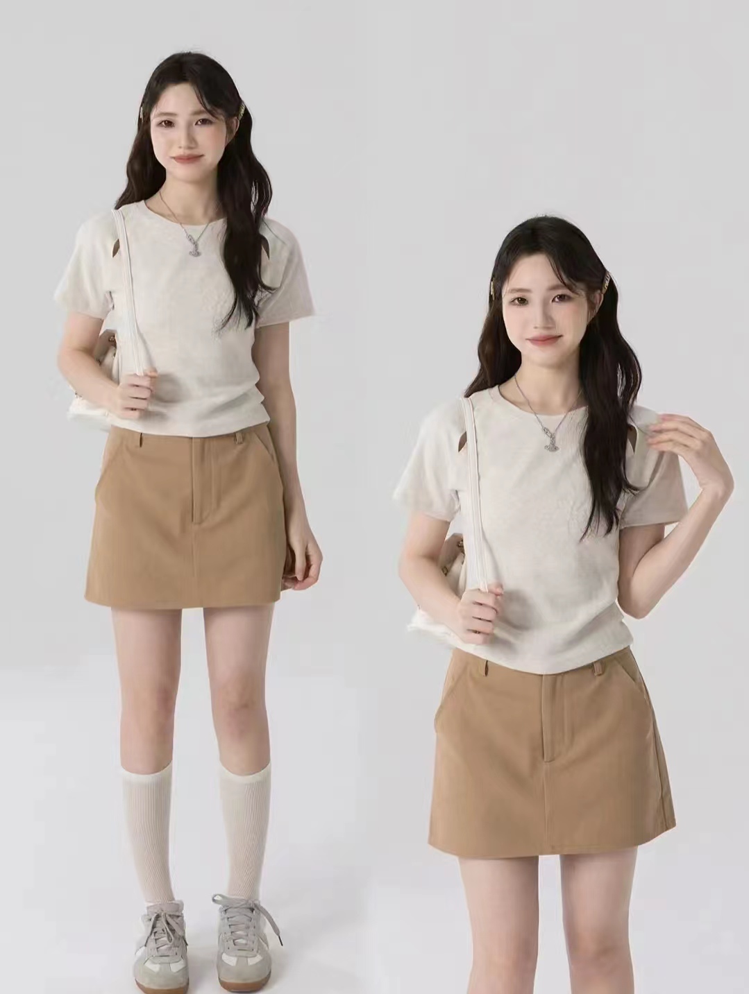 卡其色衣服怎样搭出高级感,早秋卡其色长袖衬衫外套高级穿搭