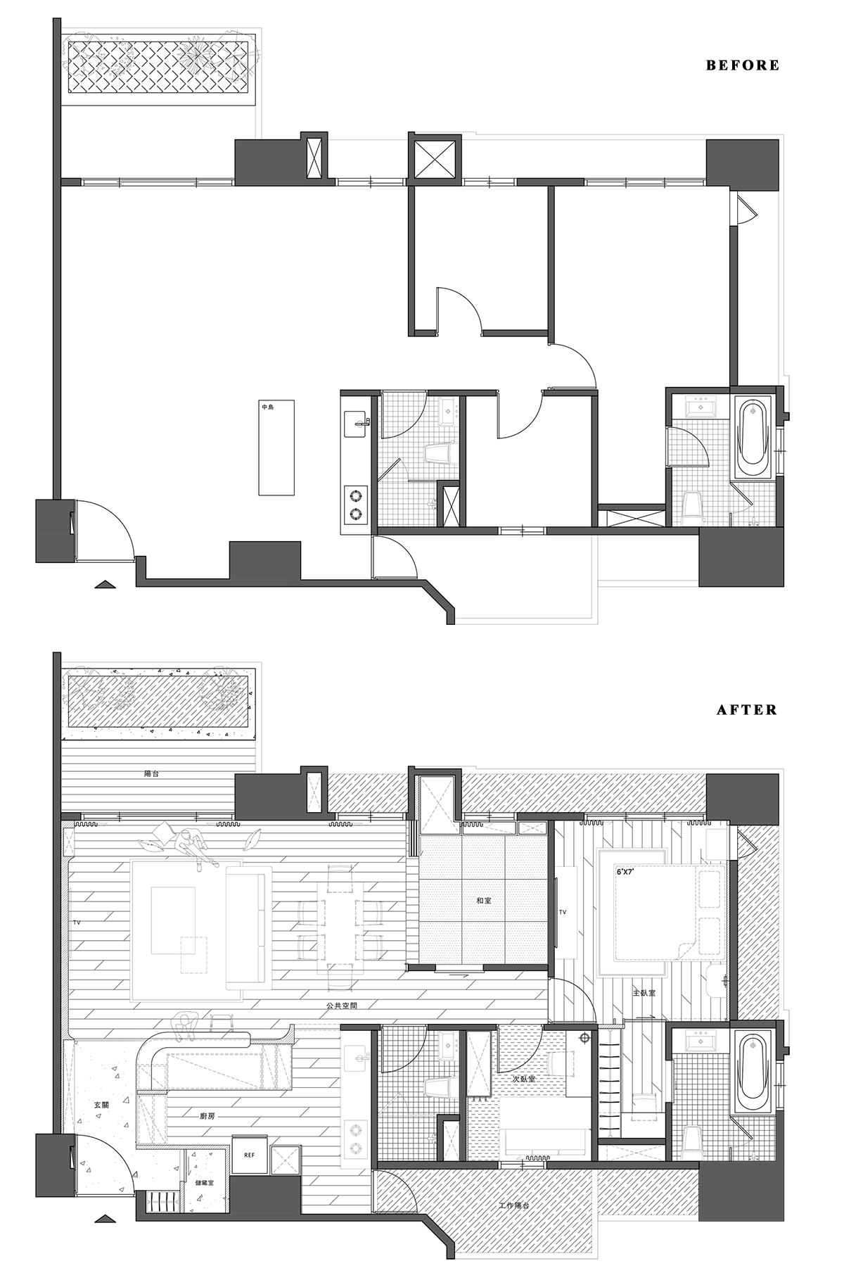 卧室日式吧台,108平方厨房客厅一体带吧台效果图