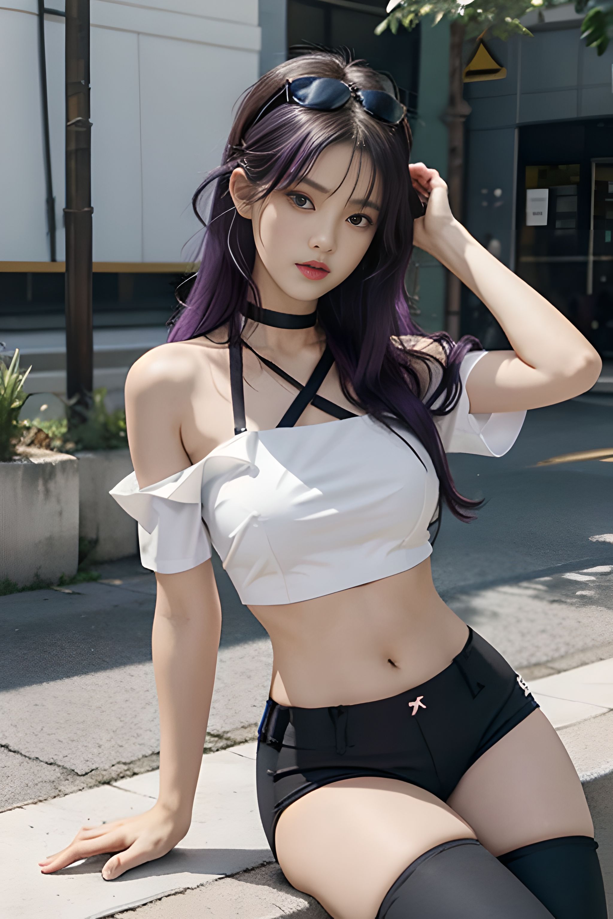 吊带上衣和紧身裤子拉丁舞服,黑色吊带背心蓝色紧身裤