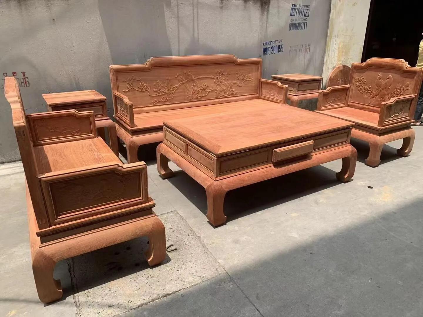 缅甸花梨大果紫檀宝座沙发组合,缅甸花梨生胚宝座六件套沙发