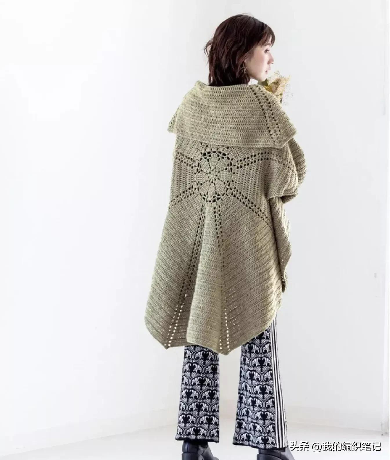 钩针钩一款披肩大概要多长的毛线 (最简单的斗篷钩织方法)