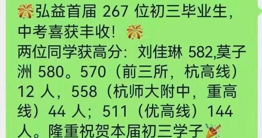杭州各初中中考成绩哪家强？有学校重高率超62%！真公办崛起之年
