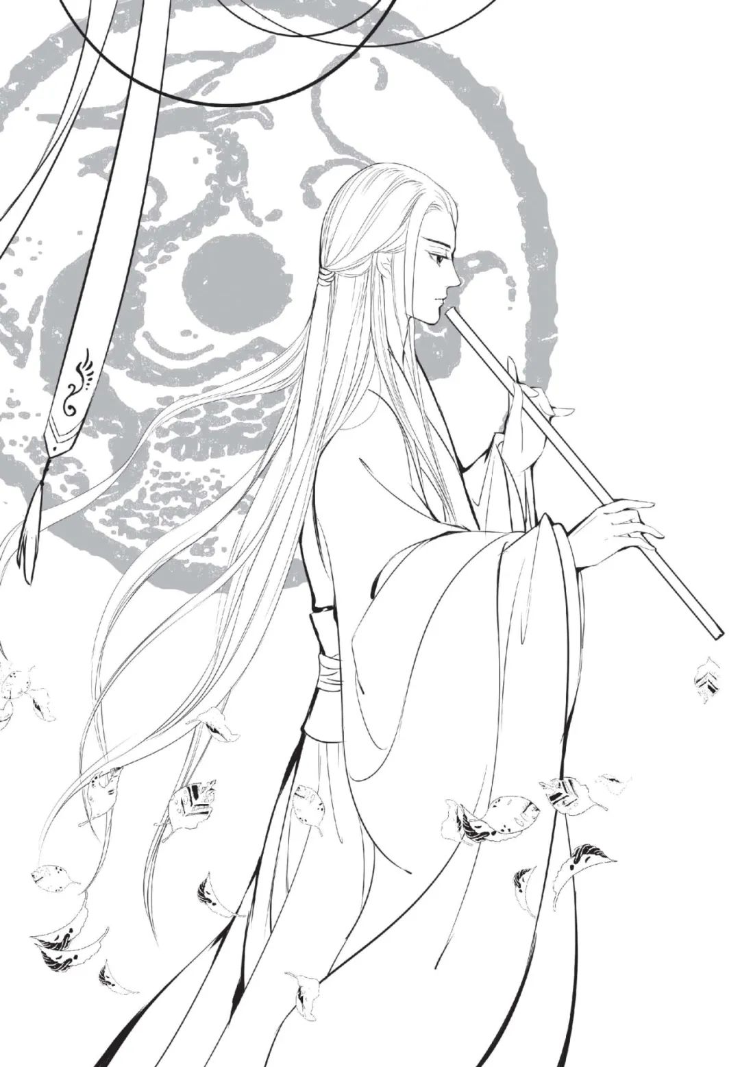 手绘山海经古风人物线稿,手绘动漫古风女生线稿简单