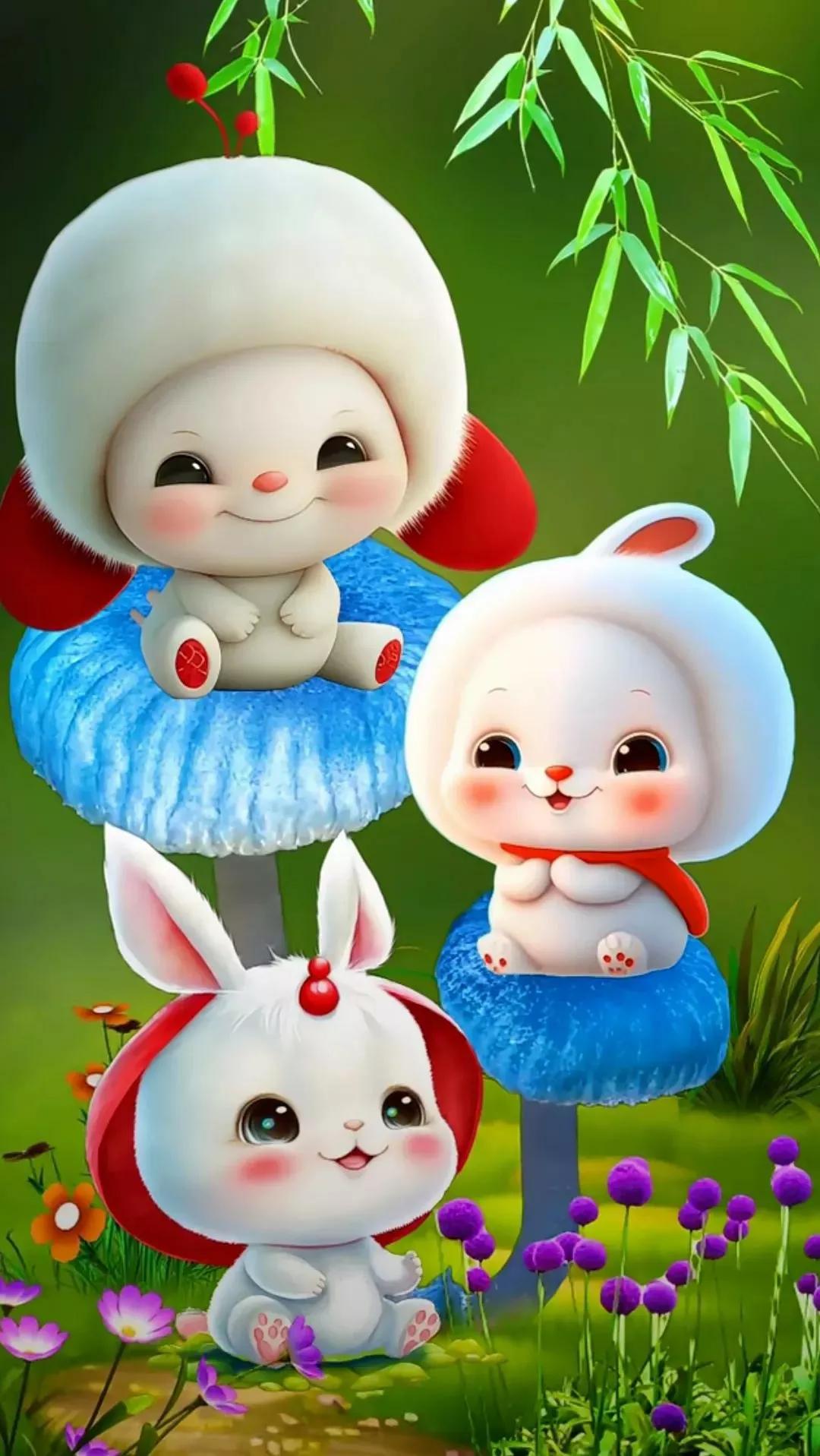 一组开心的萌兔送给大家请欣赏